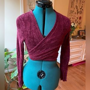 Womens Maroon Tie Sweater